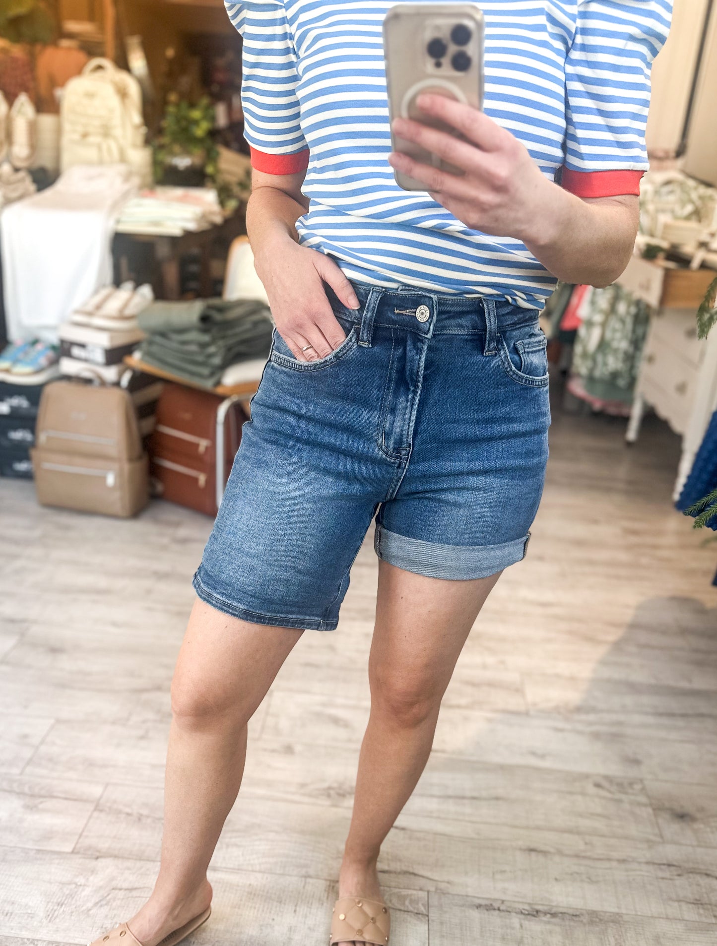 Super High Rise Rolled Cuff Hem Shorts by Lovervet