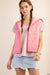 Outerwear Quilt Vest with Lined Hood in Pretty Pink