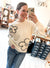 Flower Stitched Loose Fit Sweater in Ivory and Black