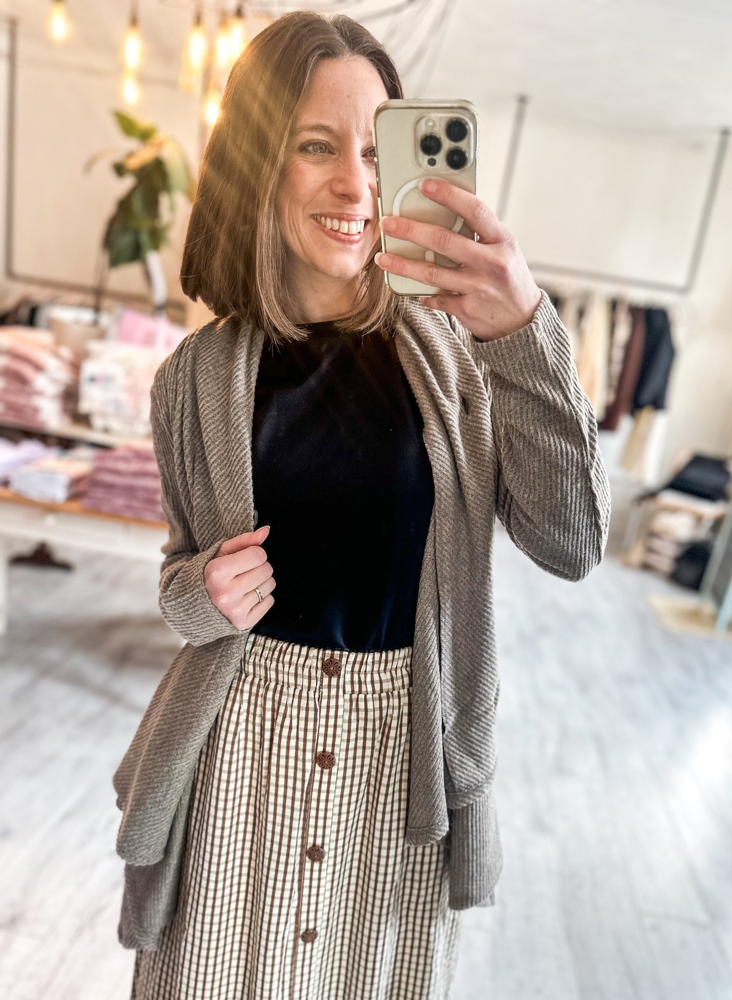 Wrap Top w/ Button Front in Light Coco