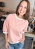 Striped Short Sleeve Top in Coral