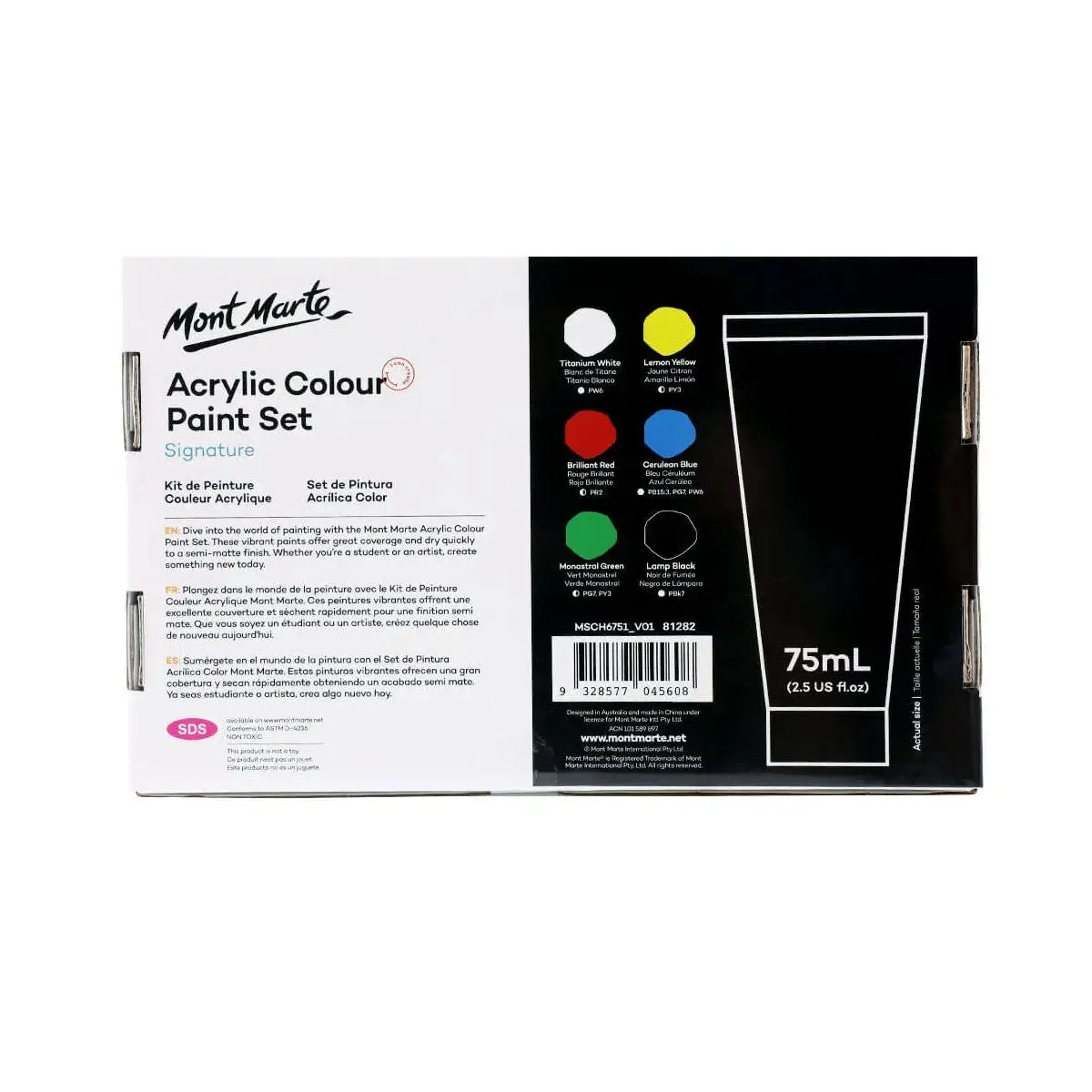 Acrylic Color Paint Set Signature 6pc x 75ml (2.5 US fl.oz)