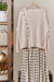 Button Trim Boat Neck Sweater in Ivory