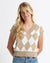 Vermont Beige and White Diamond Printed Sweater Vest