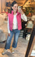 Zig-Zag Padded Corduroy Puffer Jacket - PINK