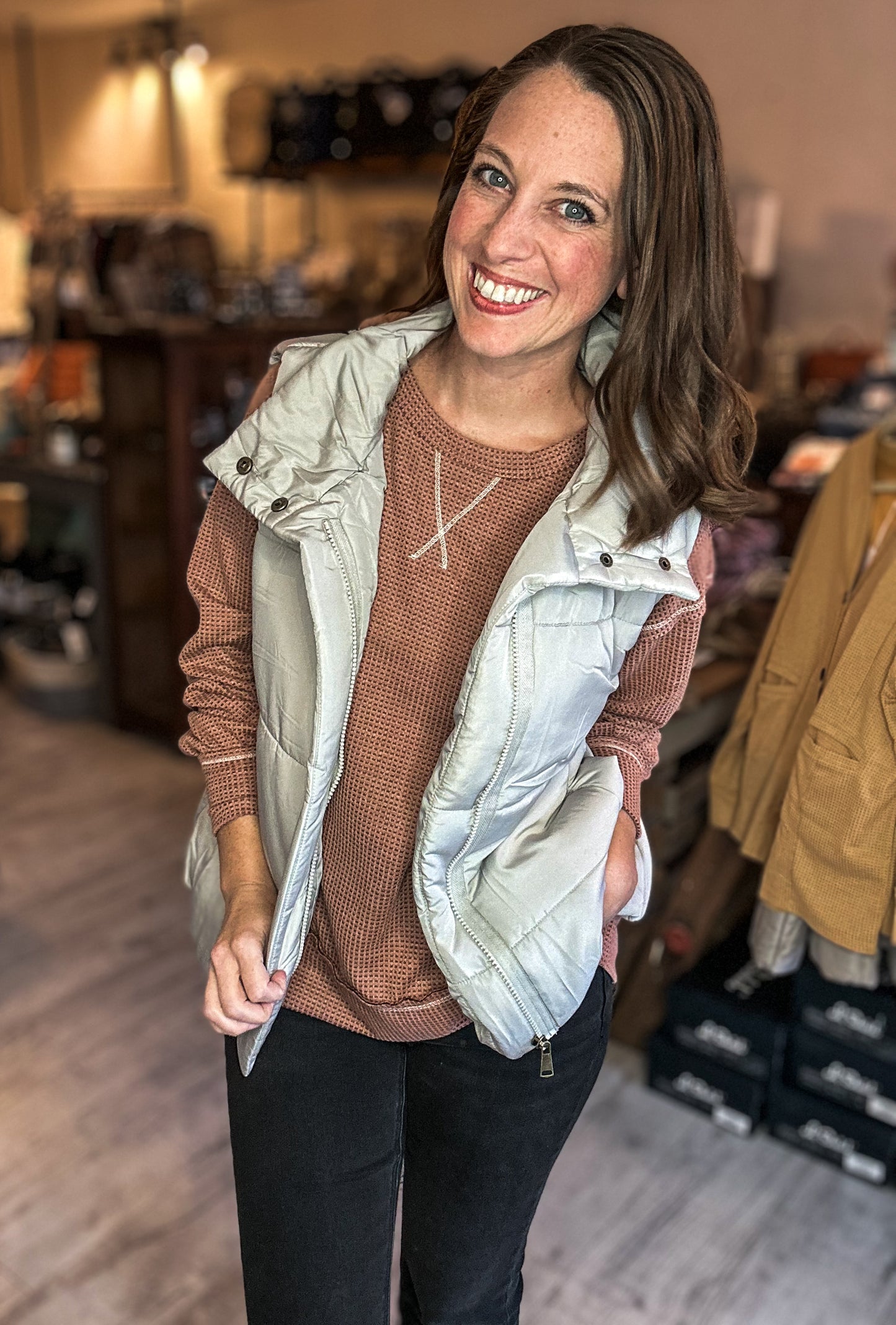 Round Neck Tunic Top in Fainted Rust