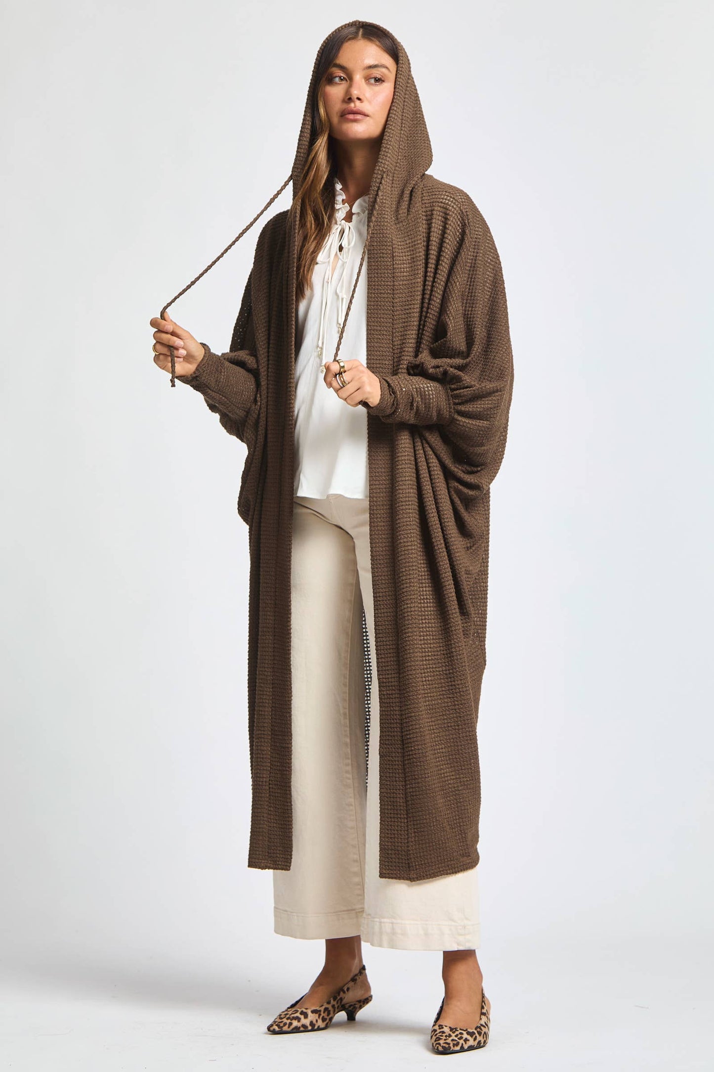 Cozy Knit Maxi Duster in Chocolate