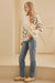 Flower Stitched Loose Fit Sweater in Ivory and Black