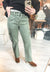 High Rise Cargo Straight Jean in Army Green