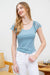 Short Sleeve Lacey Ribbed Knit Blouse