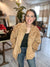 Fuzzy Fleece Cable Pattern Zip Up Jacket in Caramel Mocha