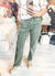 High Rise Cargo Straight Jean in Army Green