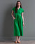 Popover Green Short Sleeve Casual Knit Dress with Pockets
