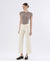 High Rise Raw Hem Ankle Wide Leg Denim in Off White by Lovervet