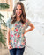 Floral Embroidered Woven Tunic Top in Sage