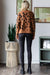 Leopard Crew Neck Sweater in Black & Camel