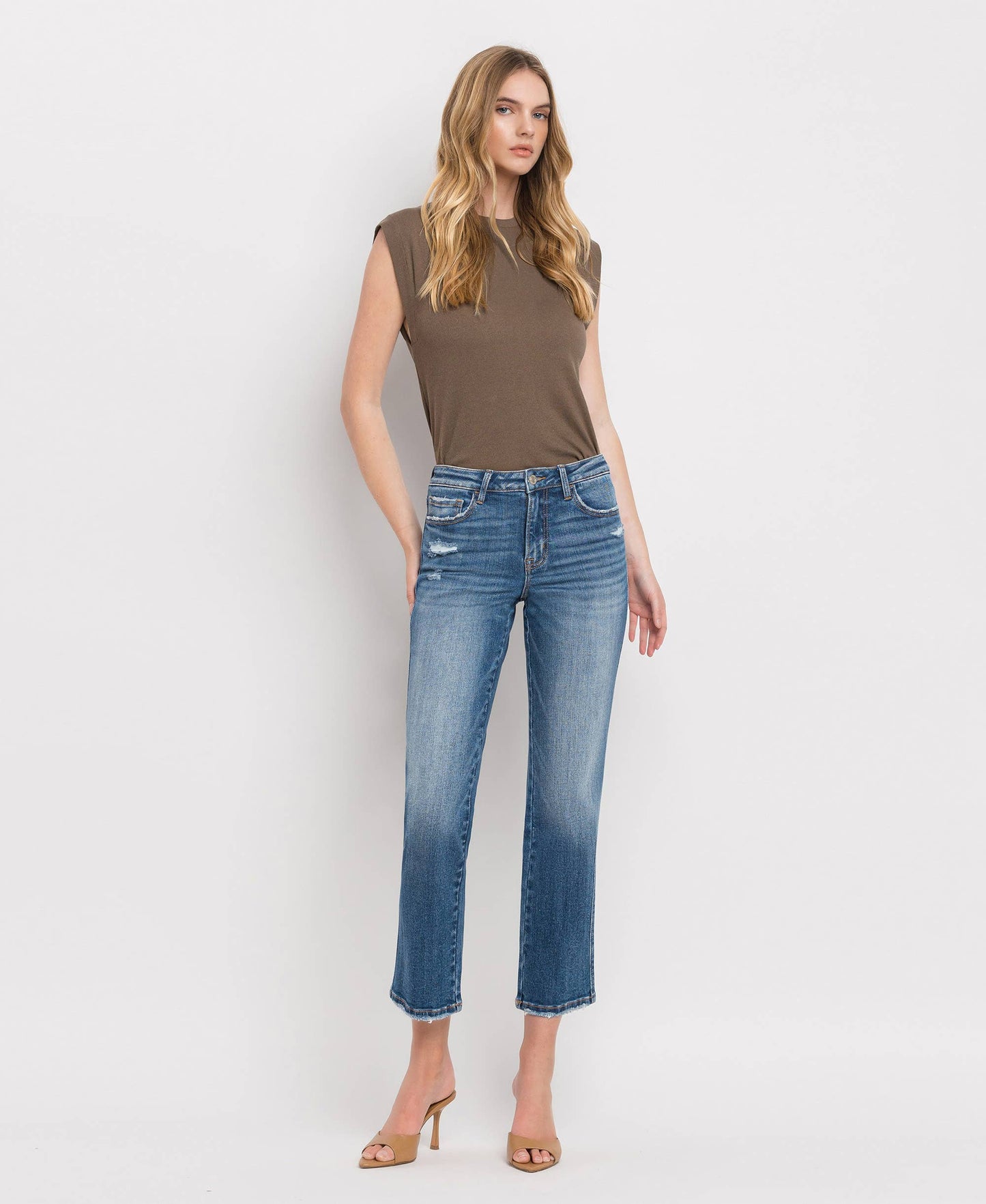 High Rise Crop Straight Denim by Lovervet