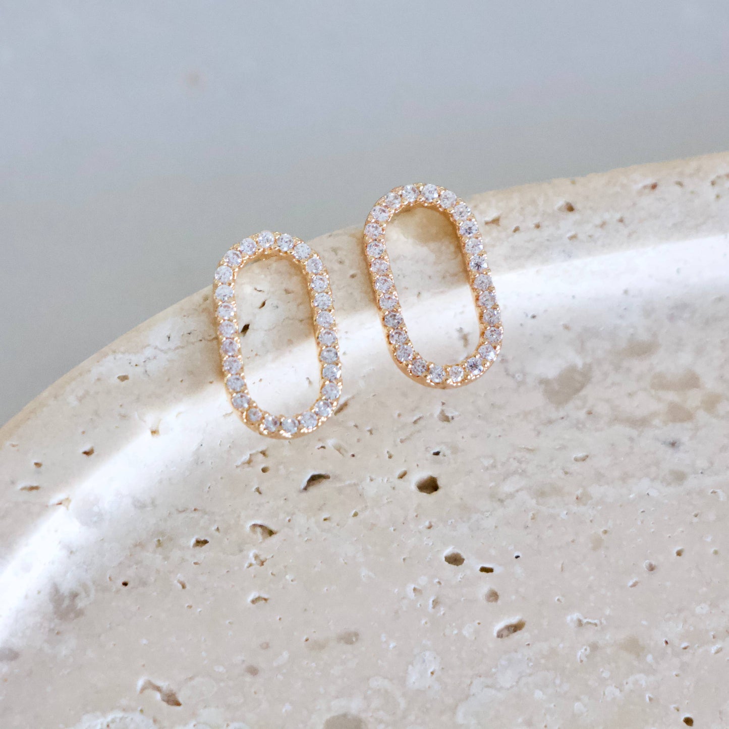 CZ Oval Stud Earring