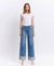 High Rise Cuffed Wide Leg Denim by Vervet with Detailed Seam
