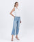 High Rise Distressed Crop Slim Wide Denim