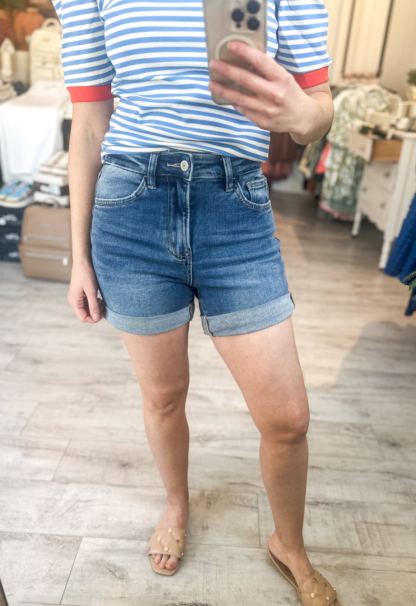 Super High Rise Rolled Cuff Hem Shorts by Lovervet