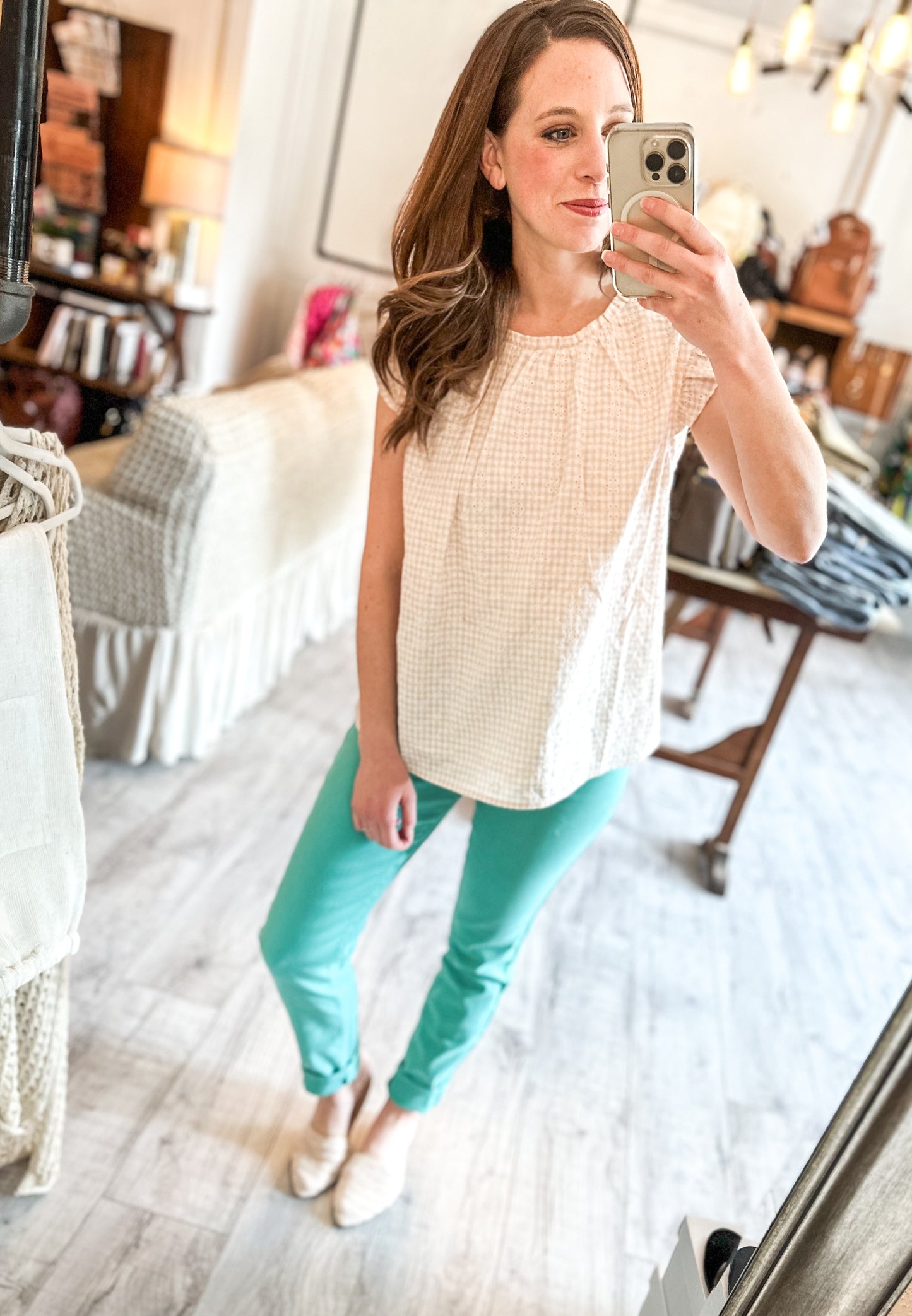 Bridgette High Rise Garment Dyed Slim Jeans in Aquamarine