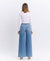 High Rise Elastic Tie Waistband Wide Denim by Flying Monkey