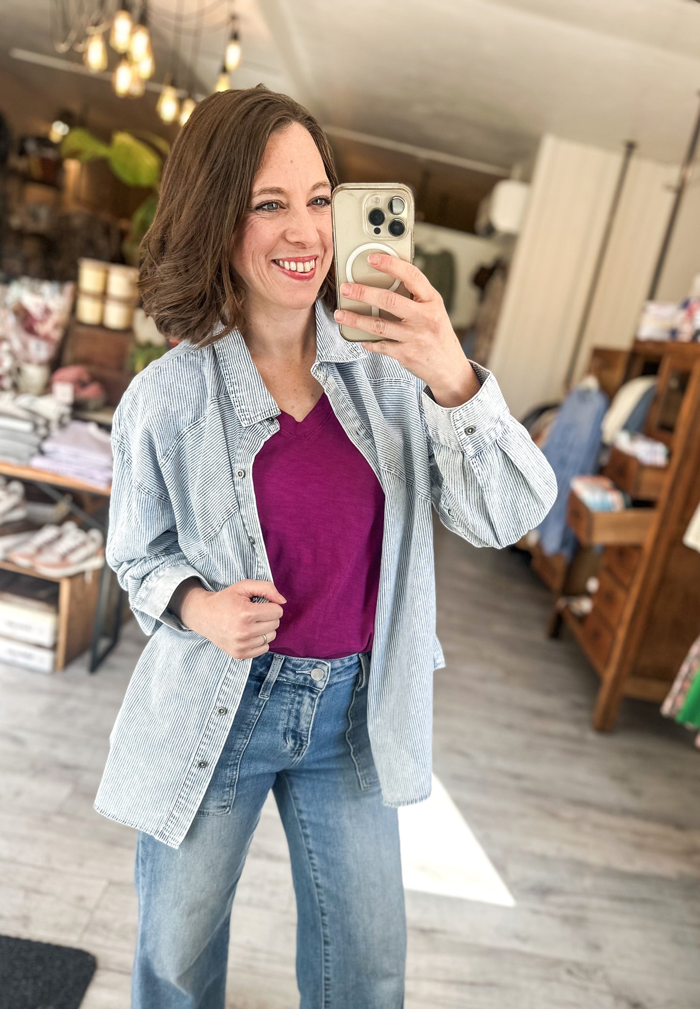 Mineral Washed Chambray Button Down Shirt