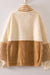 Color Block Sherpa Half-Zip Pullover in Taupe & Cream