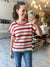 Stripe Scallop Crochet Sweater in Red