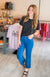 High Rise Wide Crop Cuffed Denim in Bright Blue by MICA