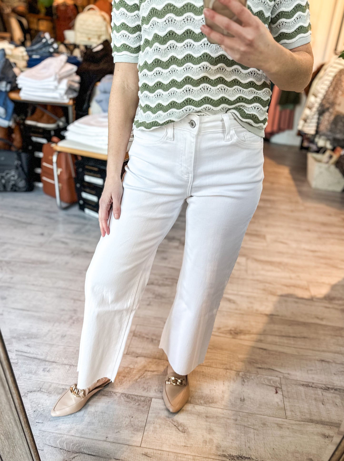 High Rise Wide Leg Denim in Optic White by Vervet