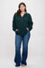 V-Neck Long Sleeve Soft Knit Top in Hunter Green.