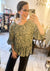 Boho Abstract Quarter Sleeve Top in Sage