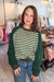 STRIPED COLORBLOCK RAGLAN LONG SLEEVE CREW SWEATER