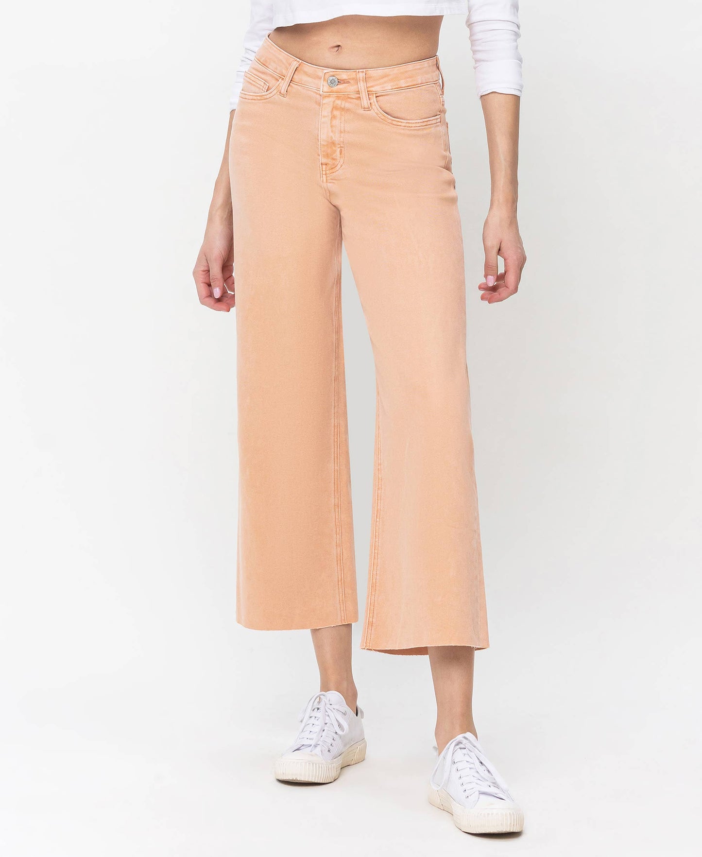 High Rise Wide Leg Denim in Soft Sand by Vervet