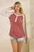 Thermal Knit Button Front Henley Pullover in Marsala