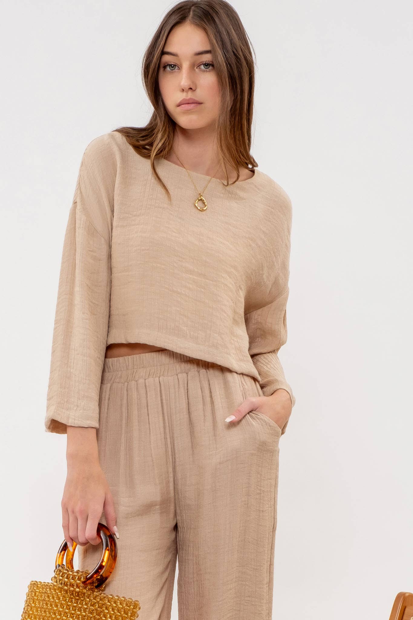 Relaxed 3/4 Sleeve in Khaki