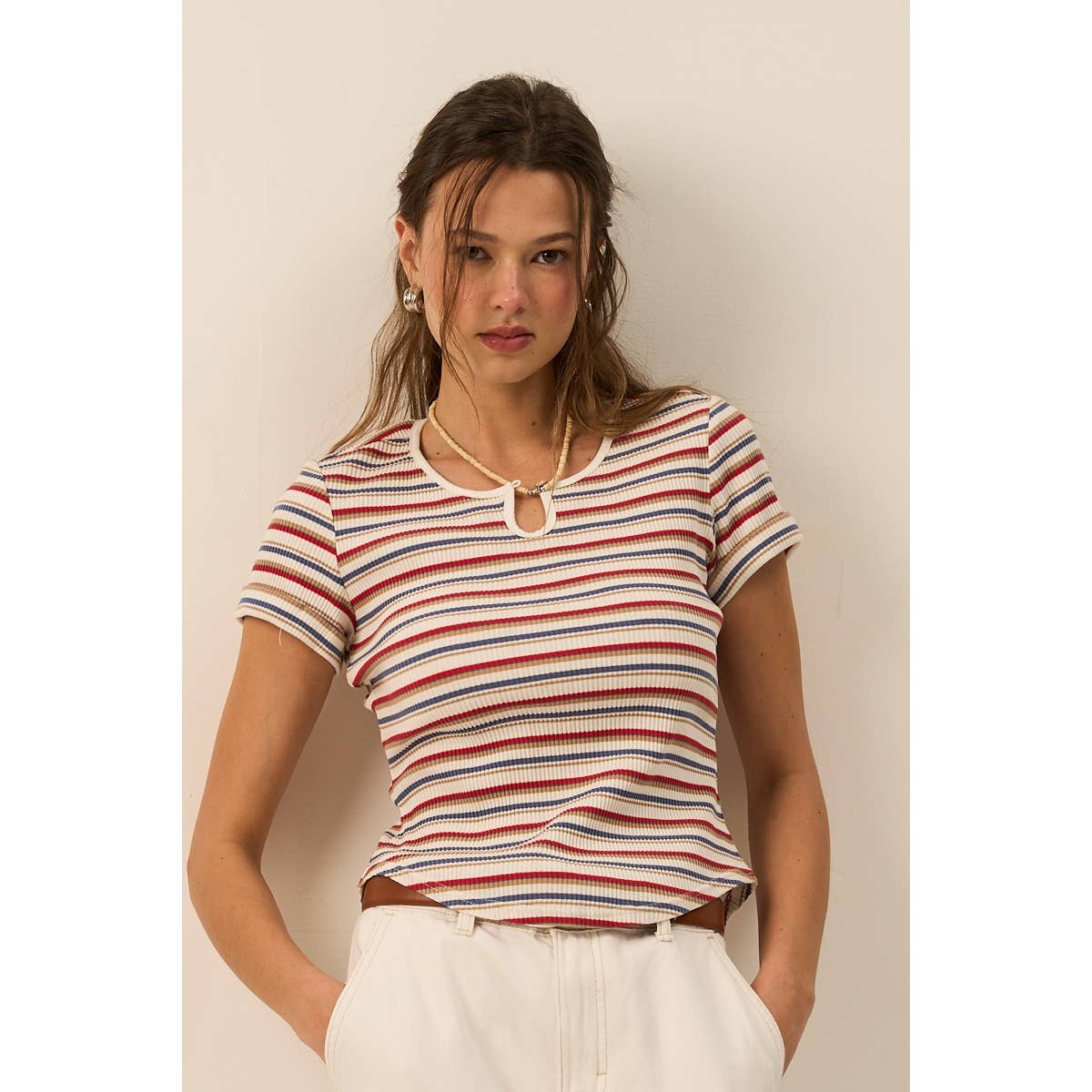 Vibrant Striped Knit Top in Red & Blue