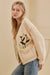 Flower Embroidered Knit Cardigan in Cream