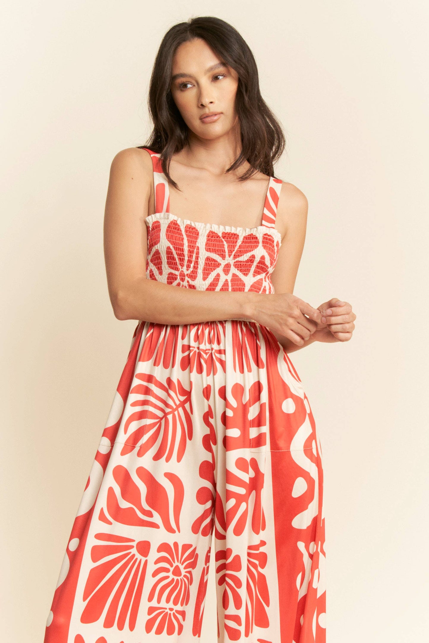 Retro Geo Floral Knit Jumpsuit