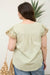 Stipe Swiss Dot Contrast Floral Blouse with Buttons in Sage