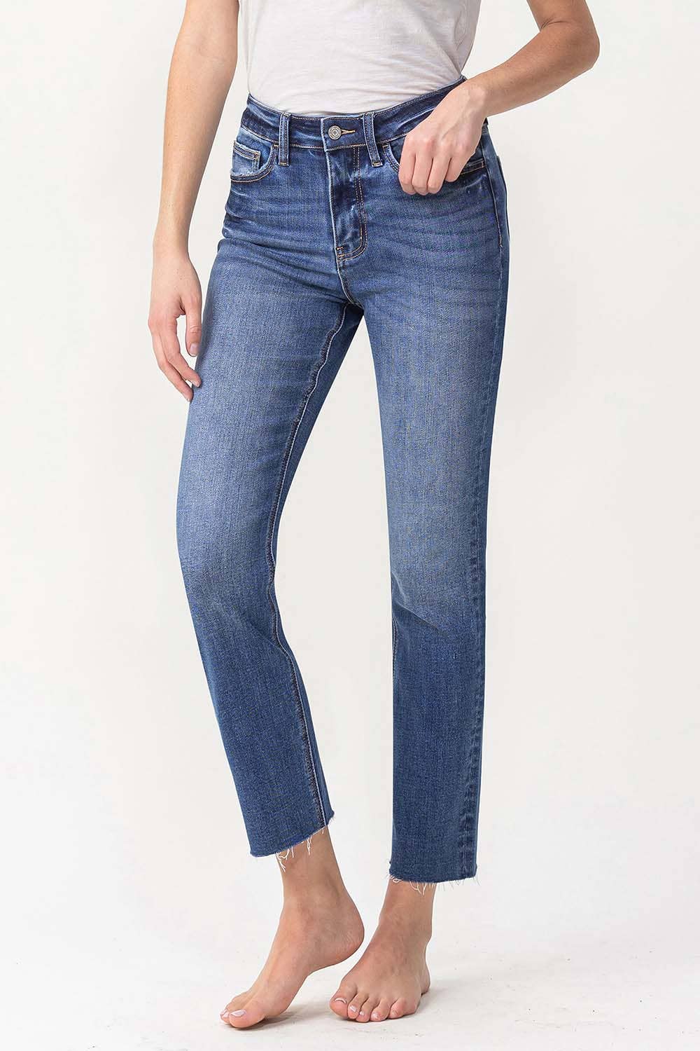 High Rise Slim Straight Denim by Lovervet