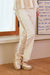 Side Square Crochet Pattern Pants in Taupe