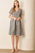 Gingham Button Up Midi Dress in Black and Cream