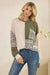 Patchwork Knit Long Sleeve Pullover Top in Burgundy or Olive