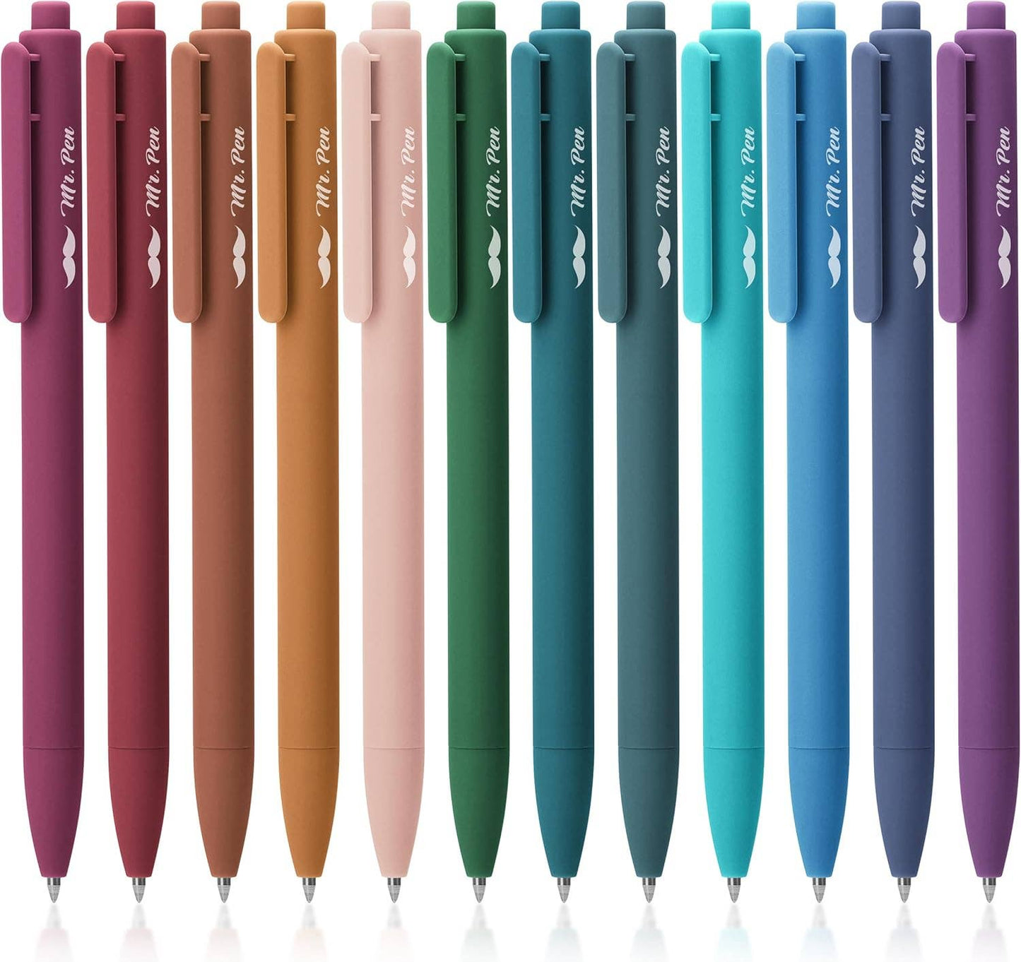 12 Pack Dark Vintage Retractable Gel Pens, 0.7mm Fine Tip