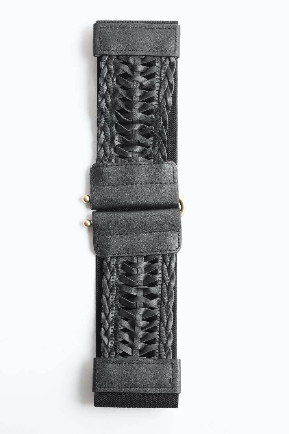 Leather Look Braid Elastic Belt