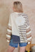 Mixed Stripe Long Sleeve Top with Lace Detail