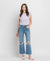 High Rise Crop Slim Wide Leg Denim by Lovervet